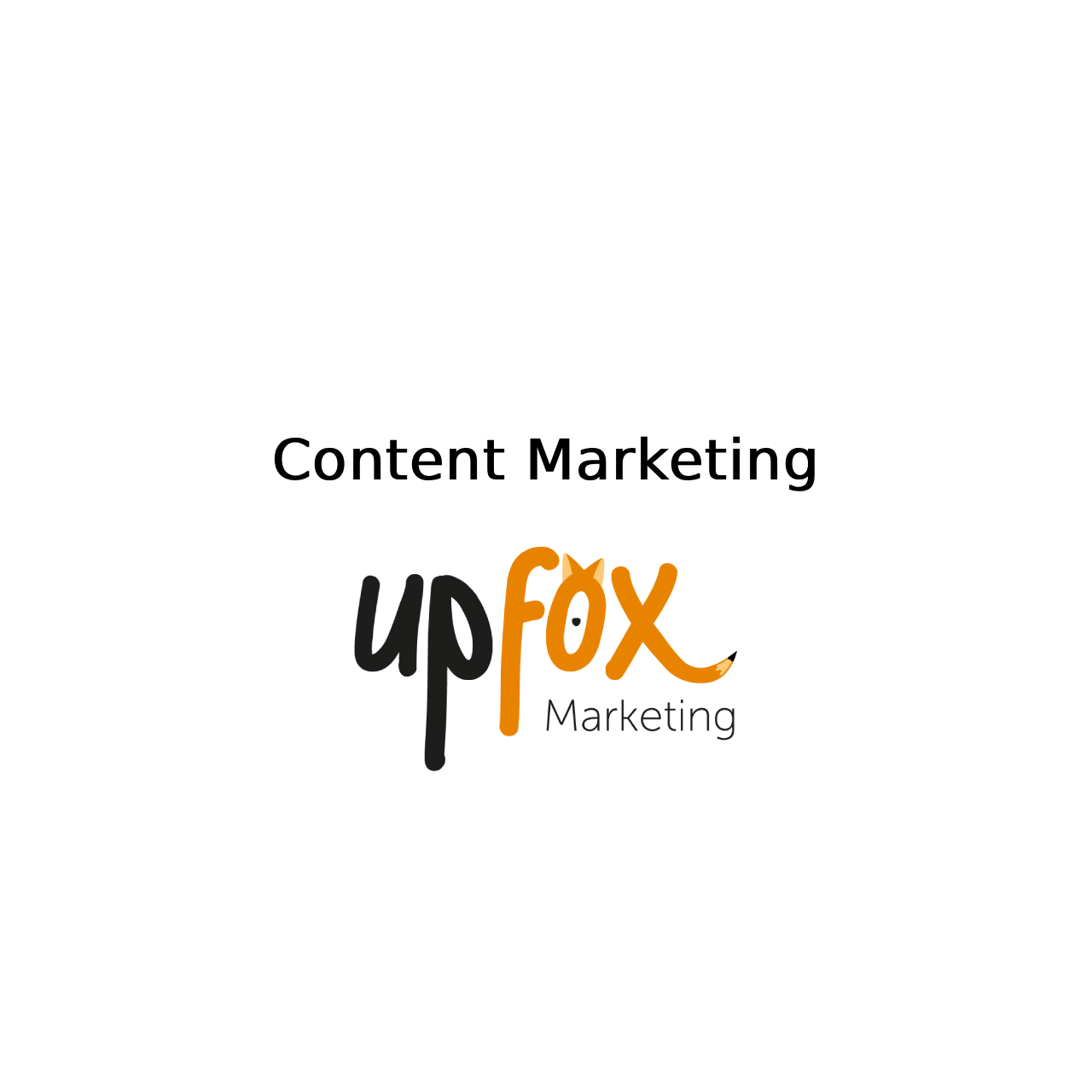 Text: Content Marketing; Kachel für die Marketing-Tipps von Upfox Marketing mit integriertem Logo