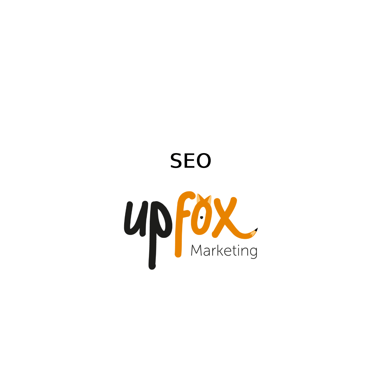 Text: SEO; Kachel für die Marketing-Tipps von Upfox Marketing mit integriertem Logo