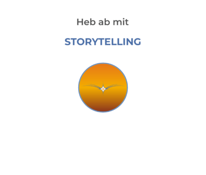 Logo von Upfox Marketing in der Mitte; Text: Heb ab mit Storytelling; Beitragsbild