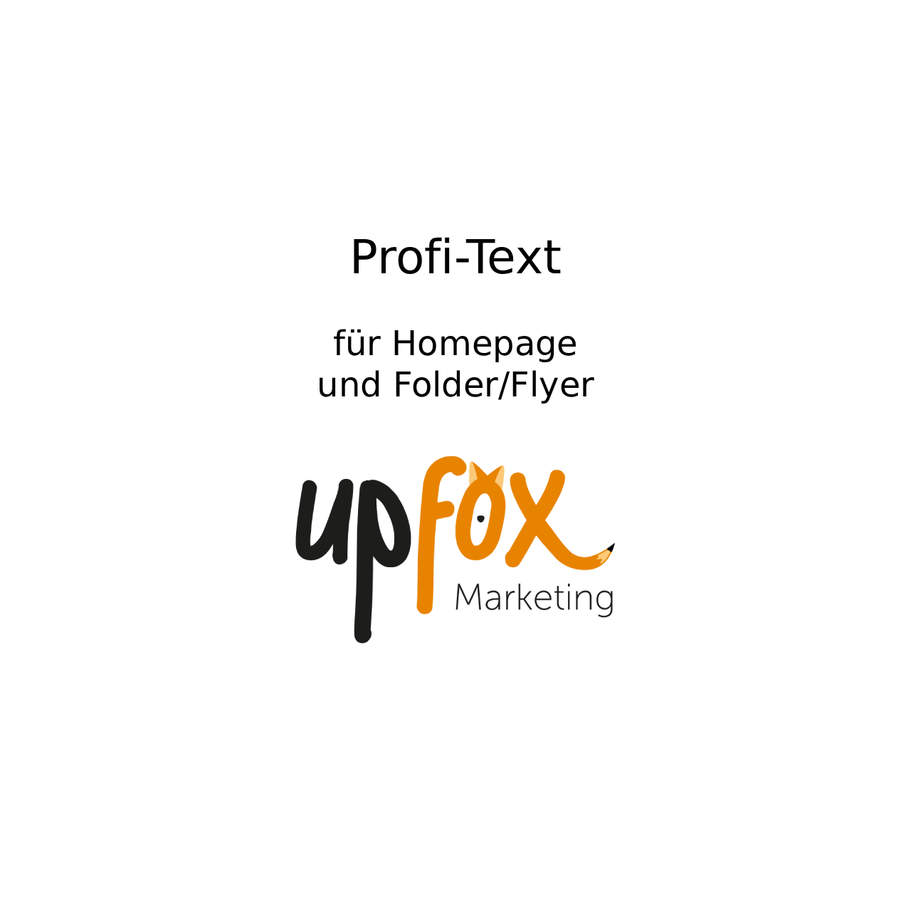 Text: Profi-Text für Homepage und Folder/Flyer. Upfox Marketing