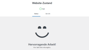 Testergebnis von WordPress zur funktionellen User Experience auf der Website upfox.at - Website-Zustand: gut. Kommentar mit Smiley dazu: Hervorragende Arbeit! Hier läuft alles reibungslos