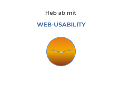 Logo von Upfox Marketing in der Mitte; Text: Heb ab mit Web-Usability; Beitragsbild